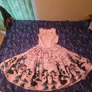 pinup Couture Aurora Dress in Pink Castle Print